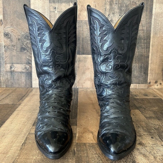 Justin Vintage Black Full Quill Ostrich Cowboy Bo… - image 6