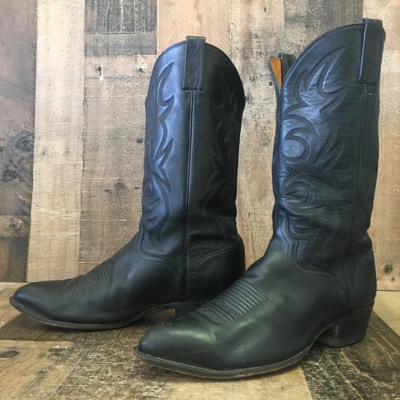 El Dorado Classic Black Triad Cowboy Boots Mens 12 EE - Gem