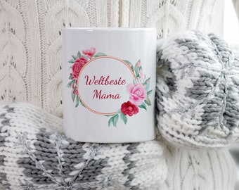 Tasse mit Mama | Tasse für Muttertag | Tasse mit verschiedenen Rahmen | Tasse mit Rosen