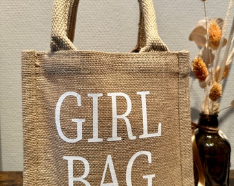 Jute Tasche mit GIRL BAG | Jute Tasche mit Spruch | Jute Tasche mini