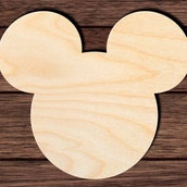 Mouse Head 001 Unfinished Wooden Cutout for Crafting, Home & Room Décor ...
