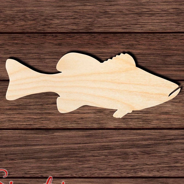 Bass Fish 001 Unfinished Wooden Cutout for Crafting, Home & Room Décor, and other DIY projects - Many Sizes Available