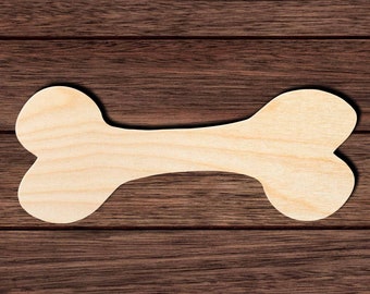 Dog Bone Wood Cutout, Unfinished Birch Plywood Pet Craft Shape 001