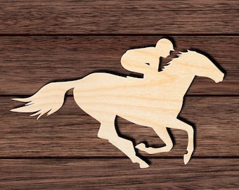 Horse Jockey 001 Wooden Shape Cutout for Crafting, Home & Room Décor, and other DIY projects - Many Sizes Available