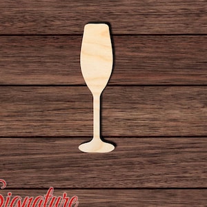Champagne Glass 001 Wooden Cutout for Crafting, Home & Room Décor, and other DIY projects - Many Sizes Available