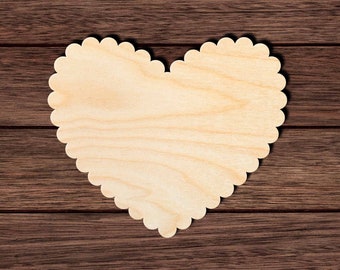 Scalloped Heart 001 Wooden Shape Cutout for Crafting, Home & Room Décor, and other DIY projects - Many Sizes Available