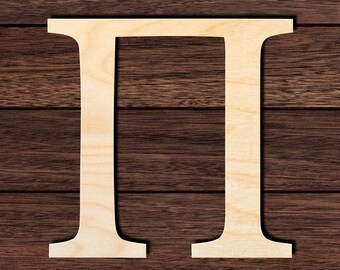 Pi Symbol Wood Cutout, Unfinished Birch Plywood Math Classroom Craft Shape