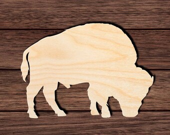 Buffalo 003 Unfinished Wooden Cutout for Crafting, Home & Room Décor, and other DIY projects - Many Sizes Available
