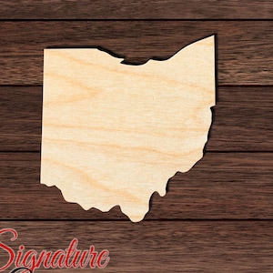 Recorte de madera del estado de Ohio para manualidades, decoración del hogar y la habitación y otros proyectos de bricolaje: muchos tamaños disponibles