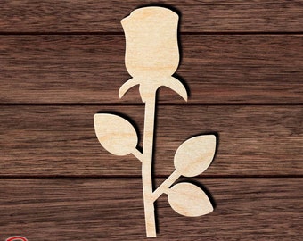 Flower 013 Rose Unfinished Wooden Cutout for Crafting, Home & Room Décor, and other DIY projects - Many Sizes Available