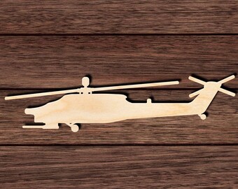 Helicopter Wood Cutout, Unfinished Birch Plywood Aviation Aircraft Craft Shape 006