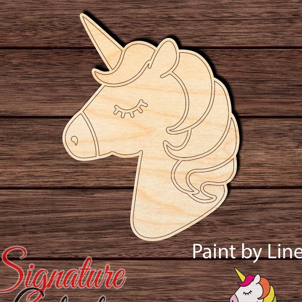 Unicorn Head 002 - Paint by Line Unfinished Wooden Cutout for Crafting, Home & Room Décor, and other DIY projects - Many Sizes Available