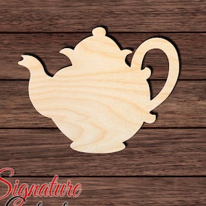 May include: A wooden cutout of a teapot, perfect for crafting projects. The cutout is made of unfinished wood and is ready to be painted or stained.