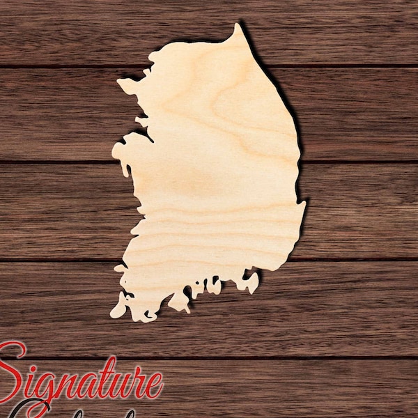 South Korea Wooden Cutout for Crafting, Home & Room Décor, and other DIY projects - Many Sizes Available