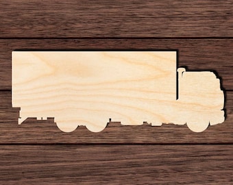 Semi Truck 003 Unfinished Wooden Cutout for Crafting, Home & Room Décor, and other DIY projects - Many Sizes Available