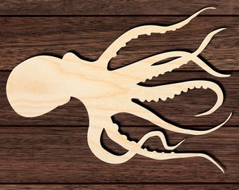 Octopus 002 Unfinished Wooden Cutout for Crafting, Home & Room Décor, and other DIY projects - Many Sizes Available