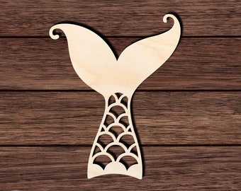 Mermaid Tail Kids Craft wood blank Kids wood shape Kids Birthday Party Craft DIY Unfinished Wooden Cutout Beginner Paint by Line