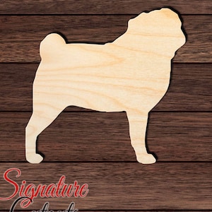 Pug Unfinished Wooden Cutout for Crafting, Home & Room Décor, and other DIY projects - Many Sizes Available