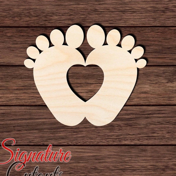 Baby Feet Heart 001 Wooden Shape Cutout for Crafting, Home & Room Décor, and other DIY projects - Many Sizes Available