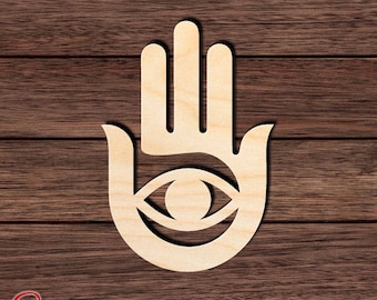 Hamsa Hand 001 Wooden Cutout for Crafting, Home & Room Décor, and other DIY projects - Many Sizes Available