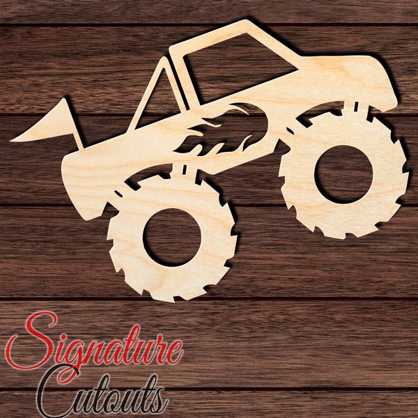 Monster Truck 003 Wooden Shape Cutout for Crafting, Home & Room Décor, and other DIY projects - Many Sizes Available