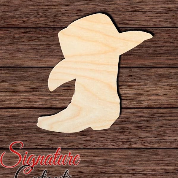 Cowboy Boot - Hat 001 Unfinished Wooden Cutout for Crafting, Home & Room Décor, and other DIY projects - Many Sizes Available