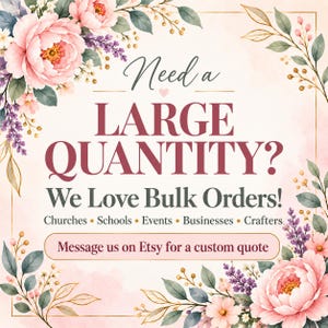 The image is a floral advertisement for a company that offers bulk orders of various products, such as flowers, crafts, and event supplies.