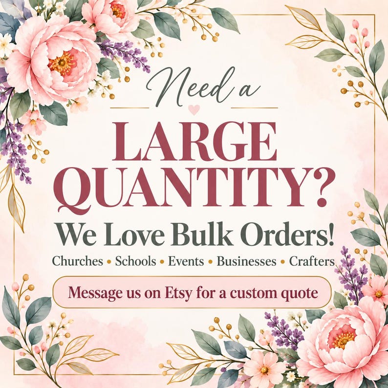 The image is a floral advertisement for a company that offers bulk orders of various products, such as flowers, crafts, and event supplies.