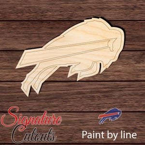 Buffalo Bills Wood Cutout, Unfinished Birch Plywood Wildlife Animal Craft Shape 001