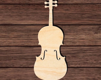 Cello Wood Cutout, Unfinished Birch Plywood Musical Instrument Craft Shape 002