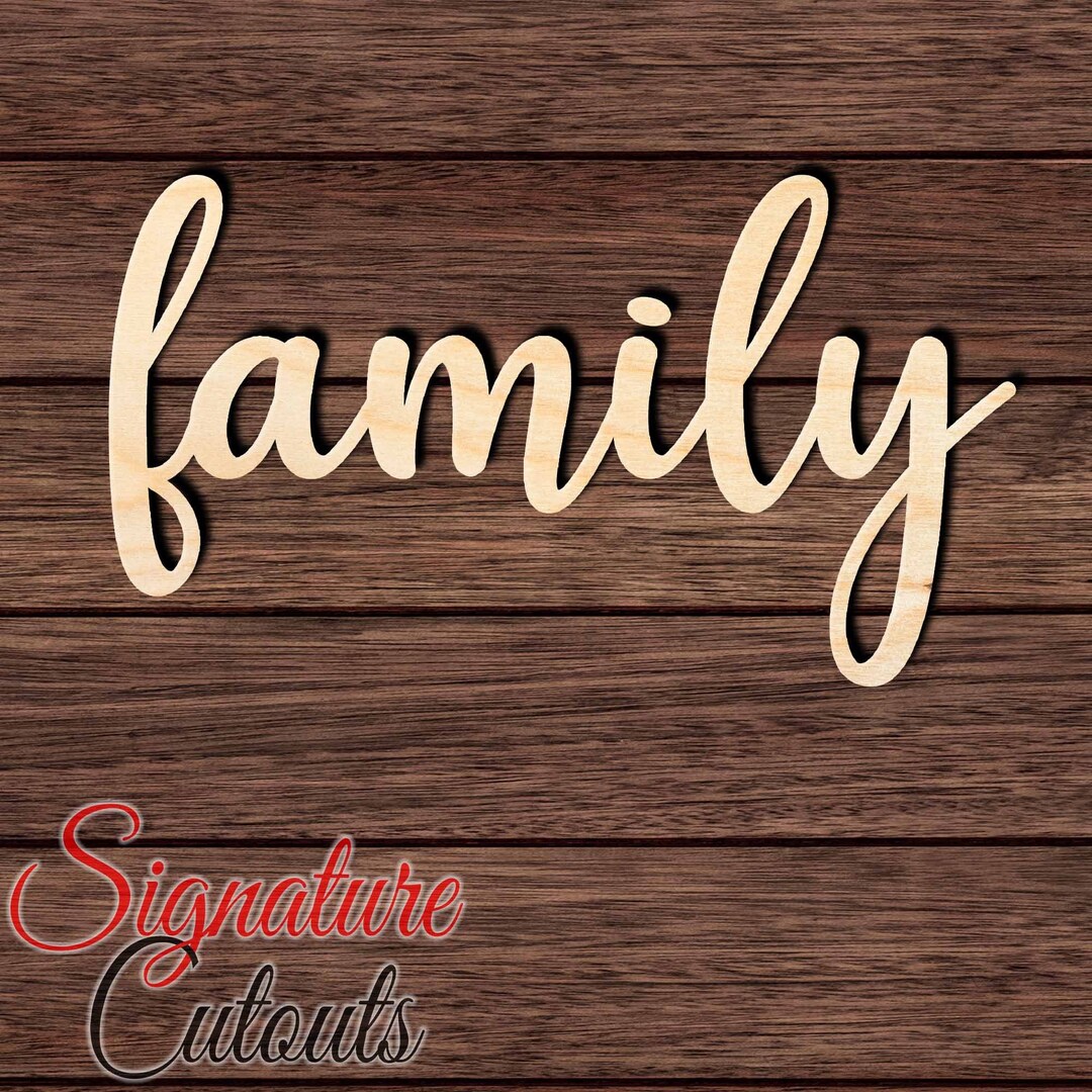 Family Script 001 Unfinished Wooden Cutout for Crafting, Home & Room ...