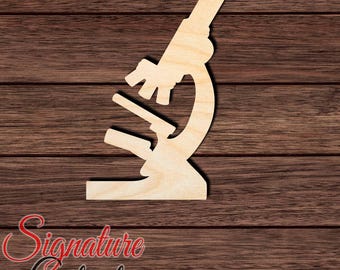 Microscope Wood Cutout, Unfinished Birch Plywood Science Laboratory Craft Shape 001