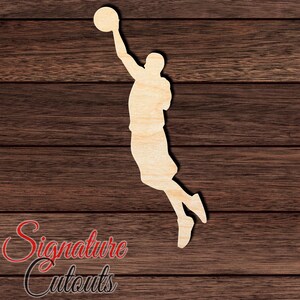 Basketball Player Dunking Wood Cutout, Unfinished Birch Plywood Sports Craft Shape 004