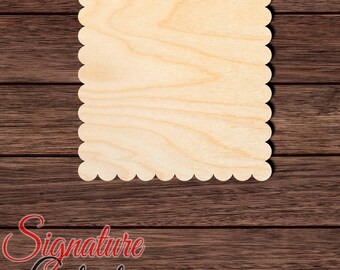 Scalloped Square Wood Cutout, Unfinished Birch Plywood Decorative Plaque Craft Shape