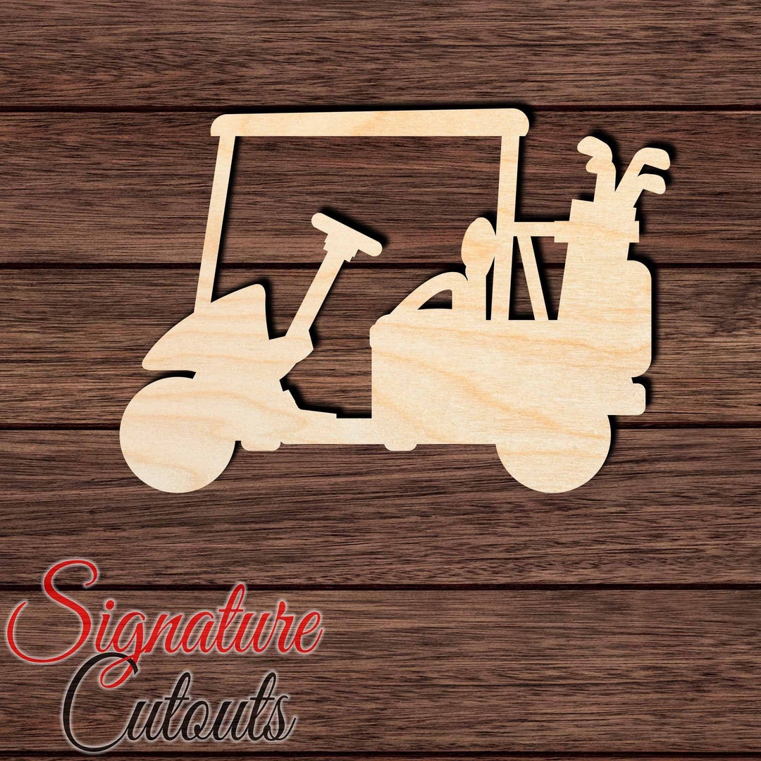 Golf Cart 001 Unfinished Wooden Cutout for Crafting, Home & Room Décor