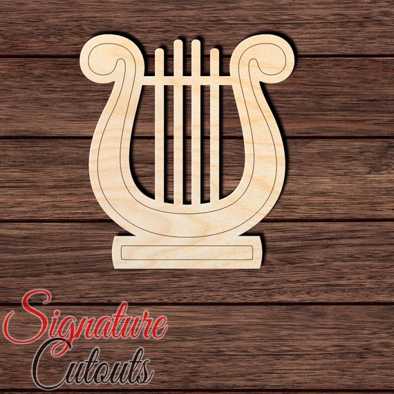 Music Harp Lyre - Laser Cut Out Unfinished Wood Craft Shape MSC7 Music Harp Lyre - Laser Cut Out Unfinished Wood Craft Shape MSC7