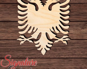 Albanian Eagle Wood Cutout, Unfinished Birch Plywood Double Headed Eagle Craft Shape 002