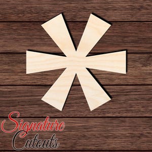 Asterisk Symbol Wood Cutout, Unfinished Birch Plywood Starburst Craft Shape 003