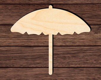 Beach Umbrella Wood Cutout, Unfinished Birch Plywood Coastal Summer Craft Shape