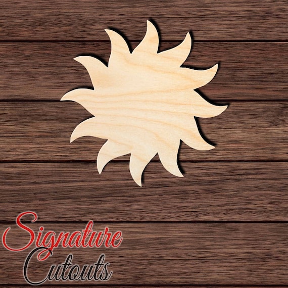 Sun Outline Unfinished Wood Shape Piece Cutout for DIY Craft Projects