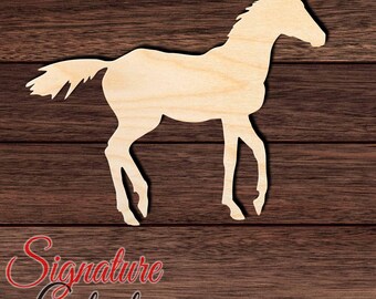 Standing Horse Wood Cutout, Unfinished Birch Plywood Equestrian Farm Craft Shape 005