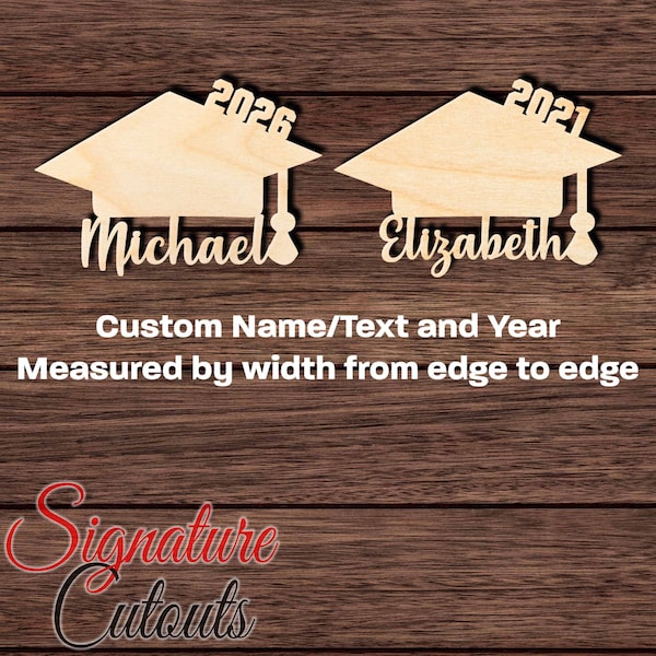 Custom Text Graduation Cap Unfinished Wooden Cutout for Crafting, Home & Room Décor, and other DIY projects - Many Sizes Available