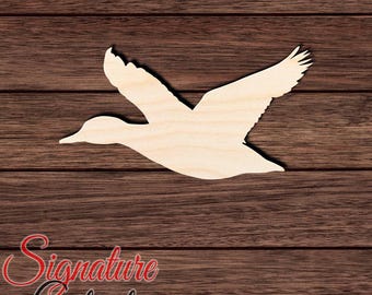 Flying Mallard Duck Wood Cutout, Unfinished Birch Plywood Waterfowl Craft Shape 001