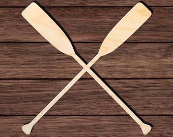 Crossed Paddles Wood Cutout, Unfinished Birch Plywood Canoe Kayak Lake Craft Shape 001