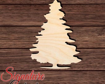 Spruce Tree Wood Cutout, Unfinished Birch Plywood Evergreen Christmas Craft Shape 001