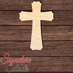Rustic Cross Wood Cutout, Unfinished Birch Plywood Christian Religious Craft Shape 008