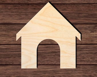 Dog House Wood Cutout, Unfinished Birch Plywood Pet Craft Shape 001