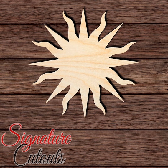 Sun Outline Unfinished Wood Shape Piece Cutout for DIY Craft Projects