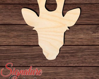 Giraffe Head Wood Cutout, Unfinished Birch Plywood Safari Animal Craft Shape 001