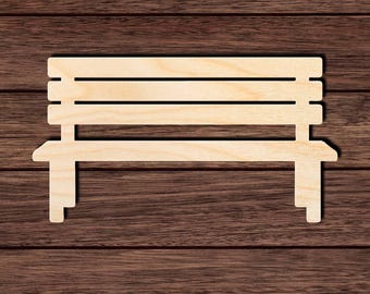 Park Bench Wood Cutout, Unfinished Birch Plywood Garden Outdoor Craft Shape 001